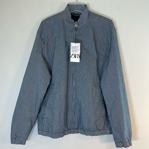 Zara Blue White Stripe Full Zip Jacket. Men’s XL. NWT.